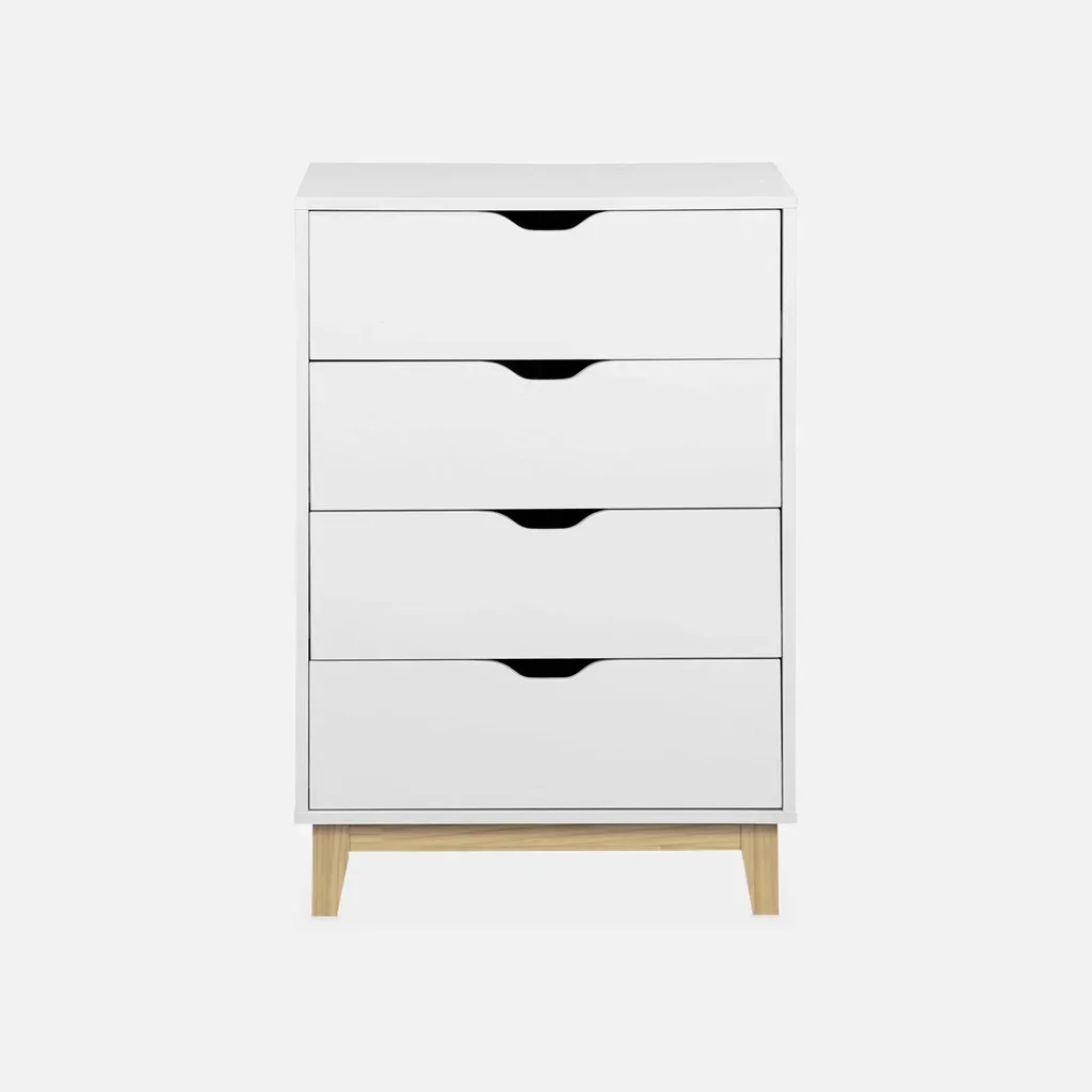 Buffet scandinave 4 tiroirs bois naturel - Collection Floki