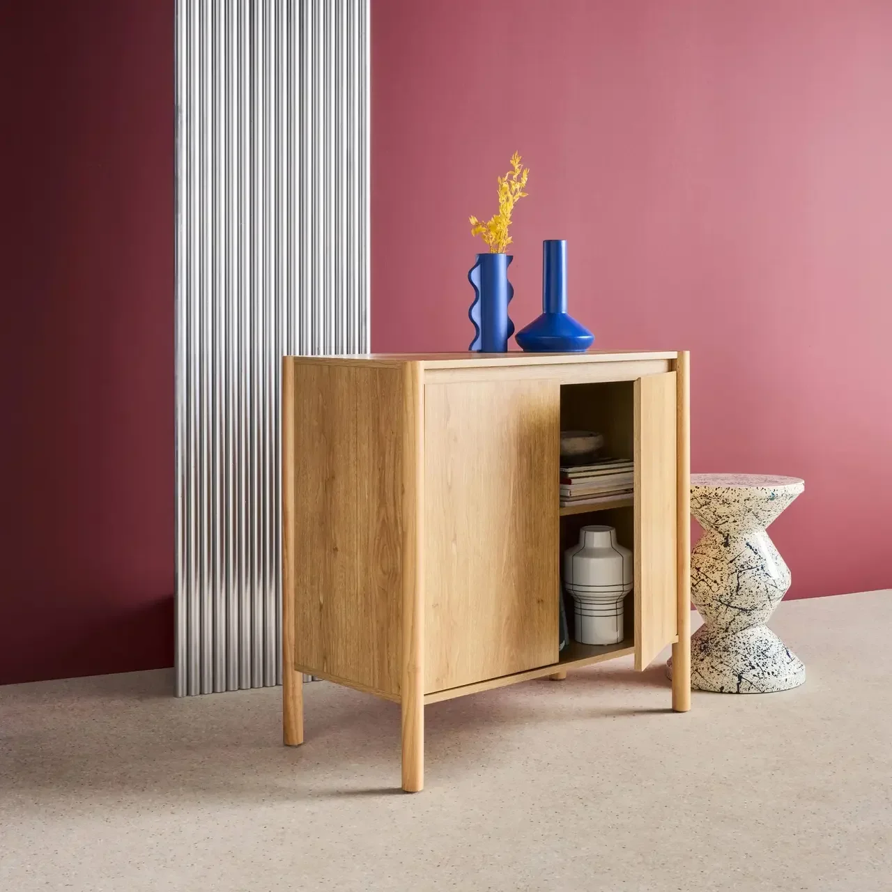 Scandinavian solid wood sideboard 2 doors 80 cm Harmony