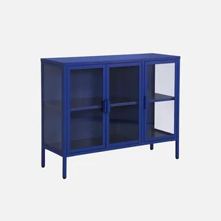 Industrial sideboard 3 doors metal and glass L100 cm Arkansas