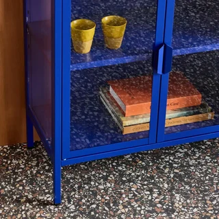 Industrial sideboard 3 doors metal and glass L100 cm Arkansas