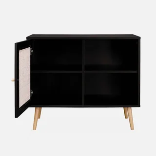 Buffet scandinave bois cannage 80 cm 1 porte Bohème