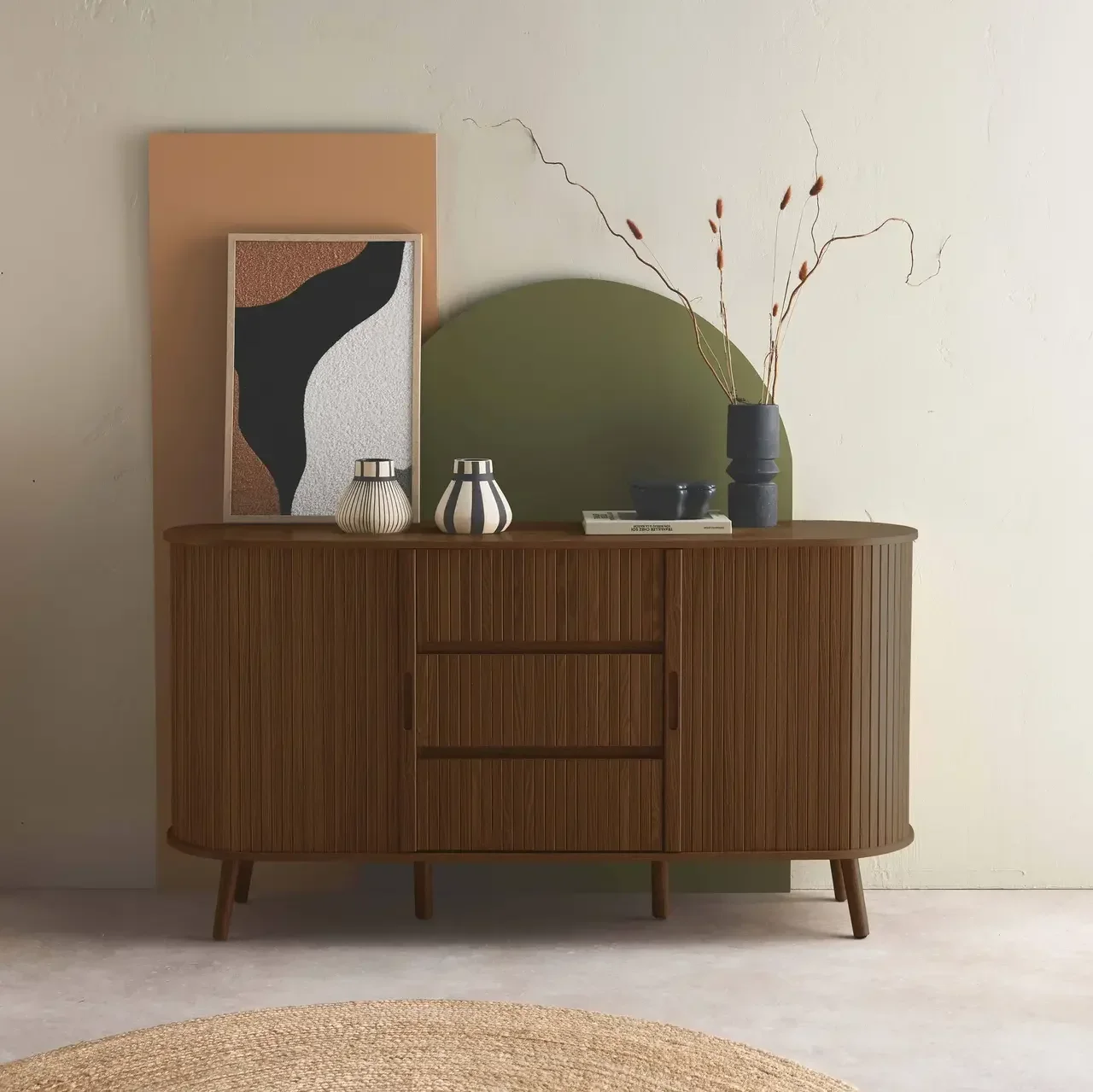 Skandinavisches Holz Sideboard 150 cm 2 Schiebetüren Legacy