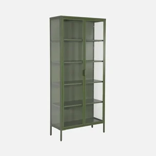 Aparador industrial 2 portas 180 cm metal vidro azul Arkansas