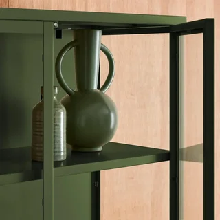 Aparador industrial 2 portas 180 cm metal vidro azul Arkansas