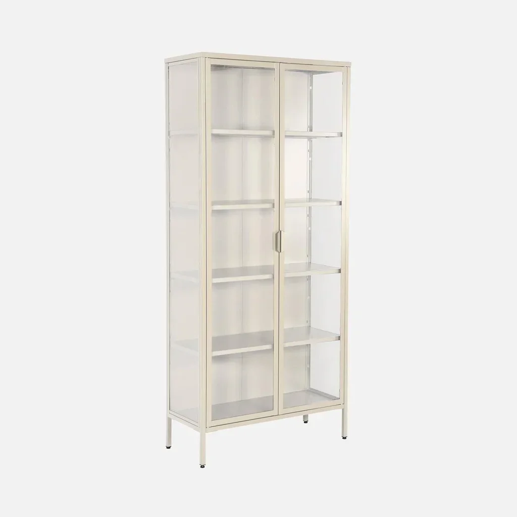 Cristaleira buffet industrial 2 portas 180 cm metal vidro azul Arkansas