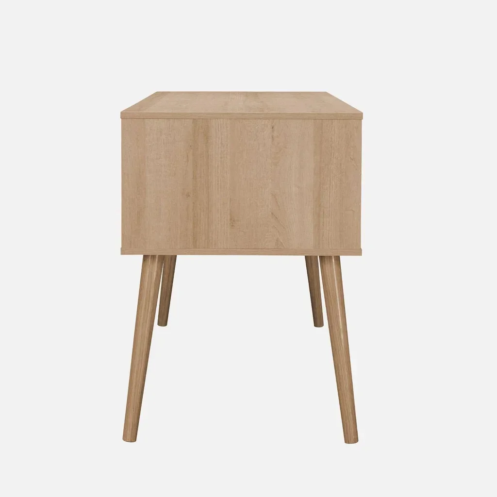 Escritorio 2 Puertas Mimbre Madera Natural Eucalipto - Colección Eva