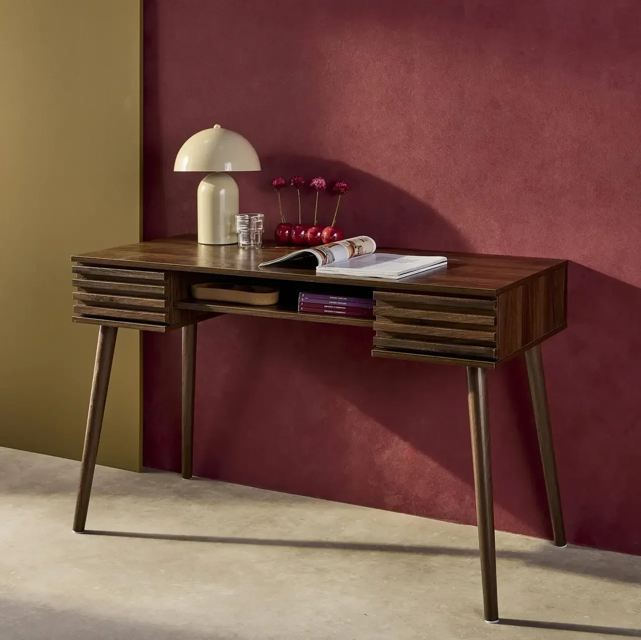 Bureau 2 tiroirs Madère finition bois style scandinave 120cm