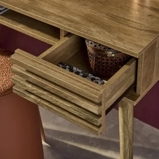 Bureau scandinave 2 tiroirs bois Madère 120 cm