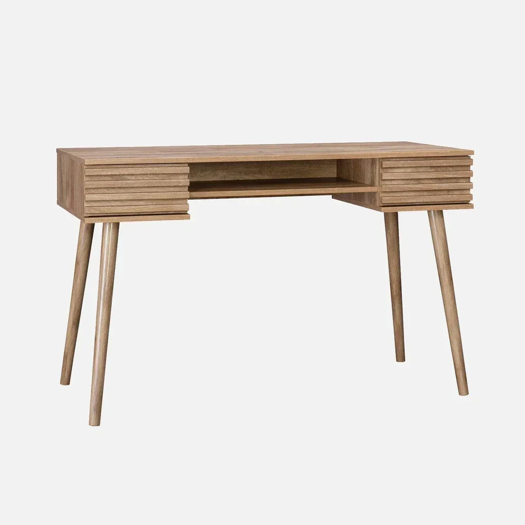 Bureau scandinave 2 tiroirs bois Madère 120 cm