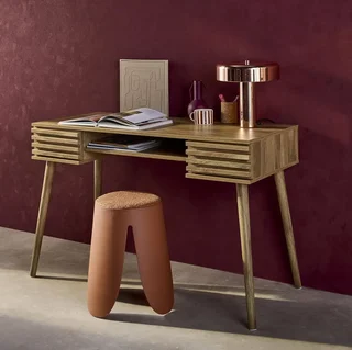 Bureau scandinave 2 tiroirs bois Madère 120 cm