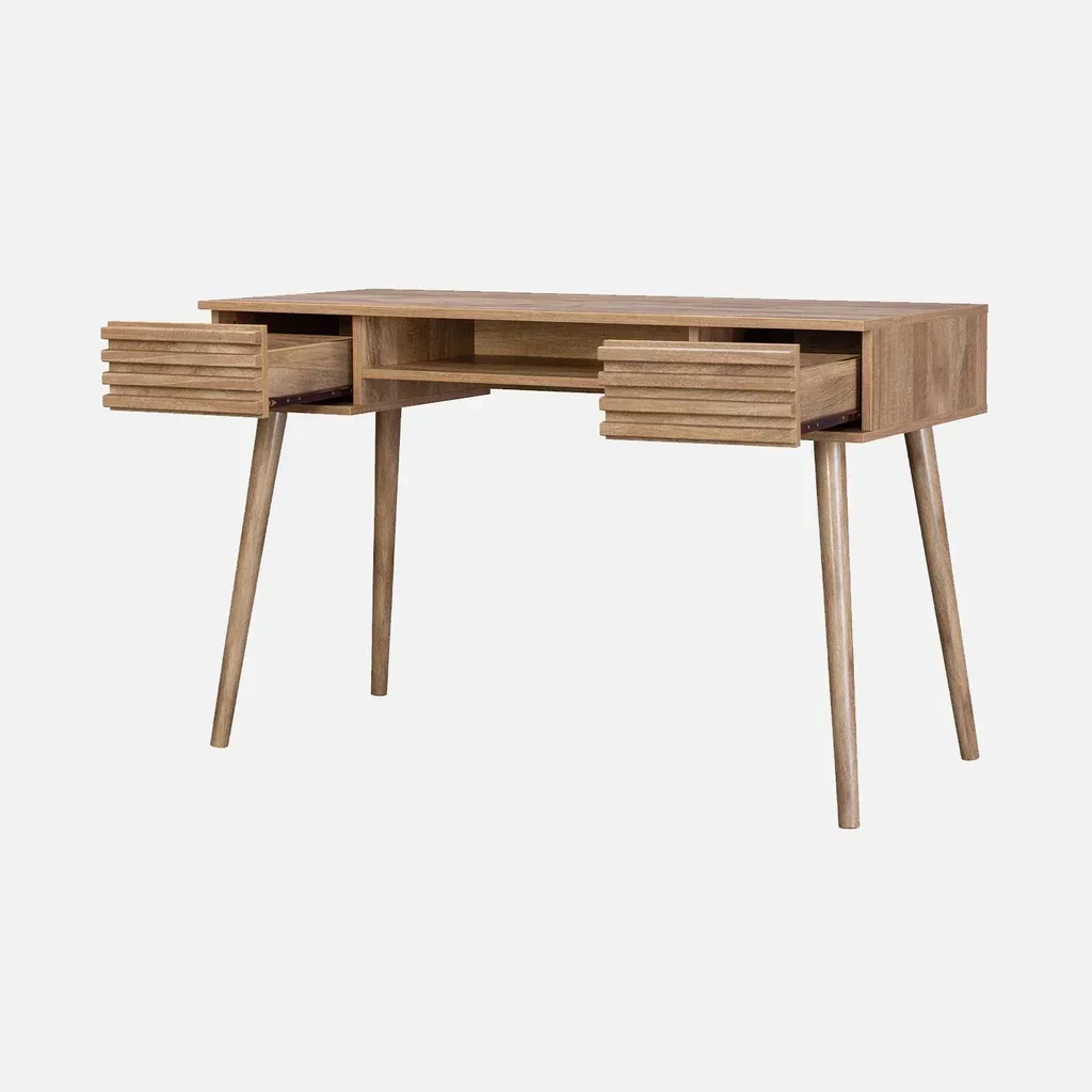 Bureau scandinave 2 tiroirs bois Madère 120 cm