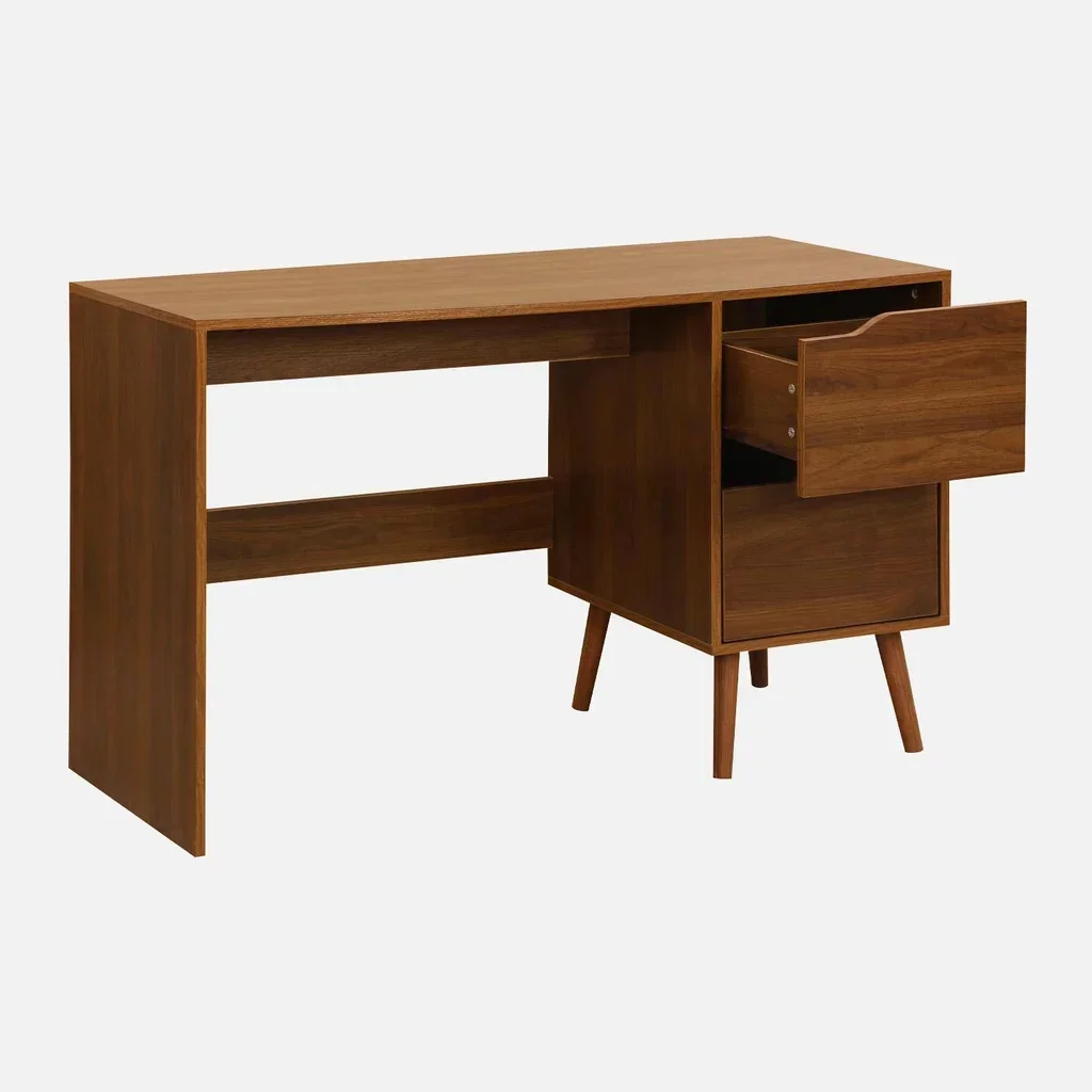 Bureau vintage 2 tiroirs Népal bois noyer style scandinave