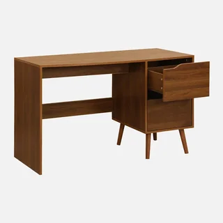Bureau vintage 2 tiroirs Népal bois noyer style scandinave