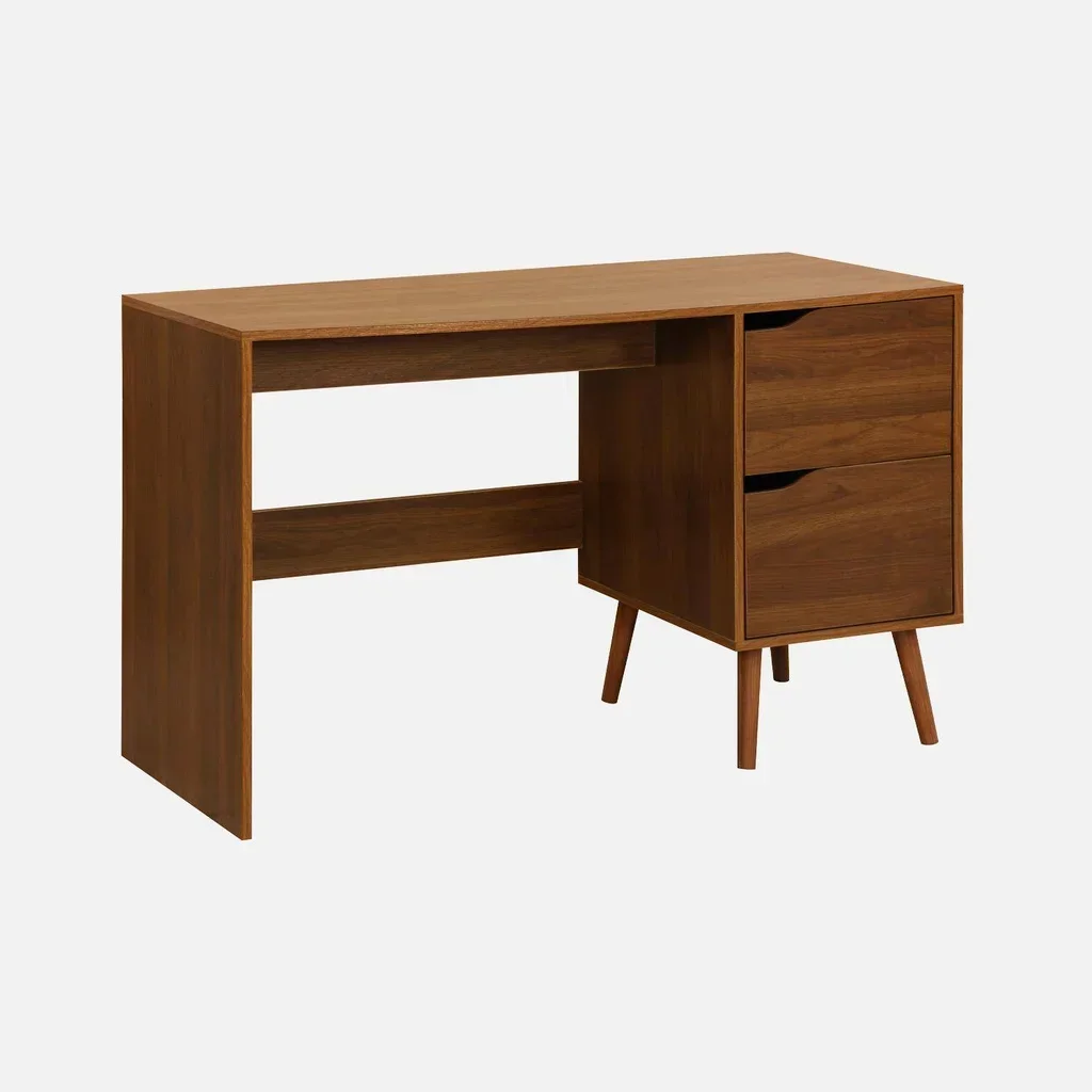 Bureau vintage 2 tiroirs Népal bois noyer style scandinave