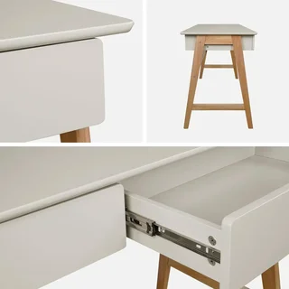 Bureau scandinave 2 tiroirs bois hévéa design moderne Tommy