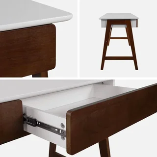 Bureau scandinave 2 tiroirs bois hévéa bicolore Tommy
