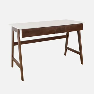 Bureau scandinave 2 tiroirs bois hévéa bicolore Tommy