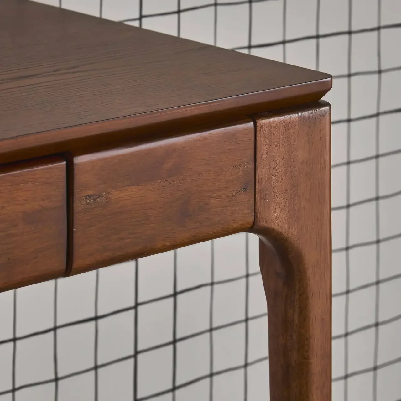 Bureau 2 tiroirs hévéa massif façade frêne - style scandinave