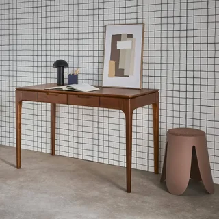 Bureau 2 tiroirs hévéa massif façade frêne - style scandinave