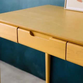 Bureau 2 tiroirs hévéa massif façade frêne style scandinave chaleureux