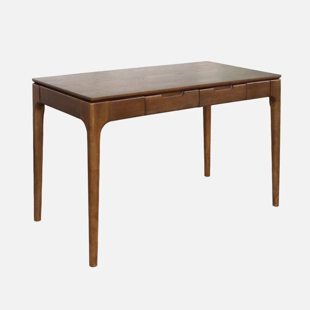 Bureau 2 tiroirs hévéa massif façade frêne - style scandinave
