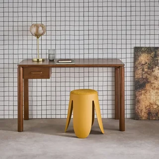Bureau bois hévéa chêne Garance avec tiroir design minimaliste