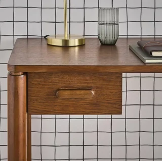 Bureau bois hévéa chêne Garance avec tiroir design minimaliste