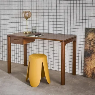 Bureau bois hévéa chêne Garance avec tiroir design minimaliste