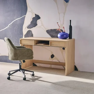 Bureau design bois 120 cm Kuba avec 2 tiroirs et niche rangement