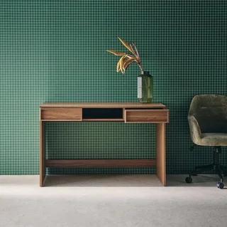 Bureau design bois 120 cm avec 2 tiroirs et niche de rangement