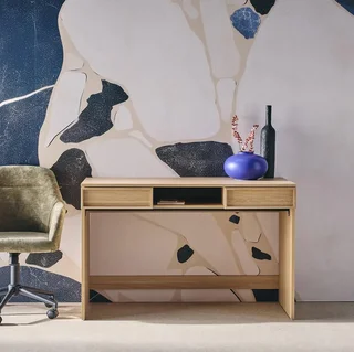 Bureau design bois 120 cm Kuba avec 2 tiroirs et niche rangement