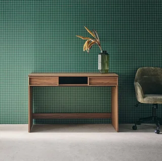 Bureau design bois 120 cm avec 2 tiroirs et niche de rangement