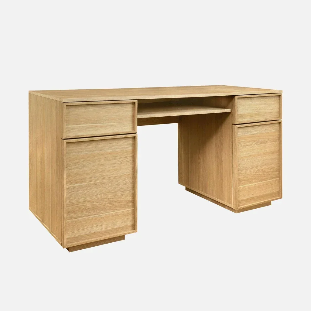 Bureau design bois 140 cm 2 portes 2 tiroirs niche rangement Kuba