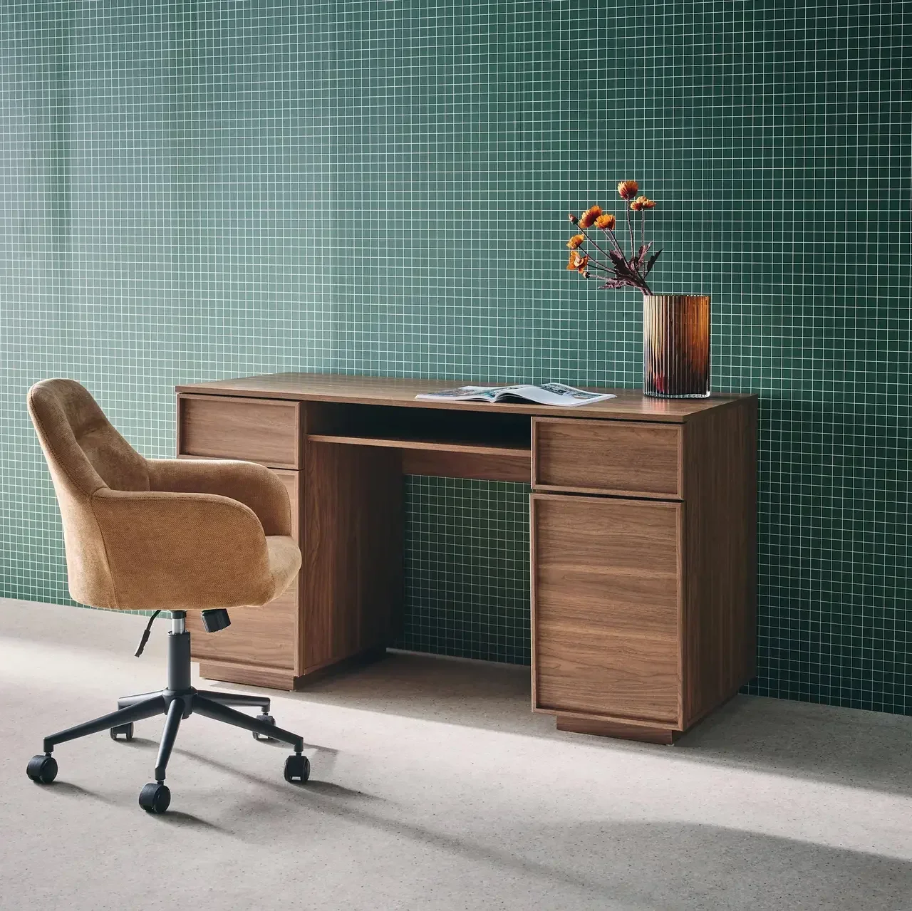 Bureau design bois 140 cm avec rangements - Collection Kuba