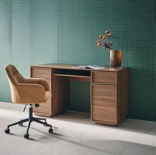 Bureau design bois 140 cm avec rangements - Collection Kuba