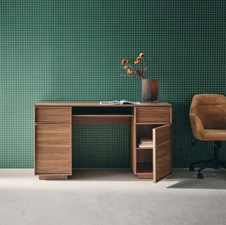 Bureau design bois 140 cm avec rangements - Collection Kuba