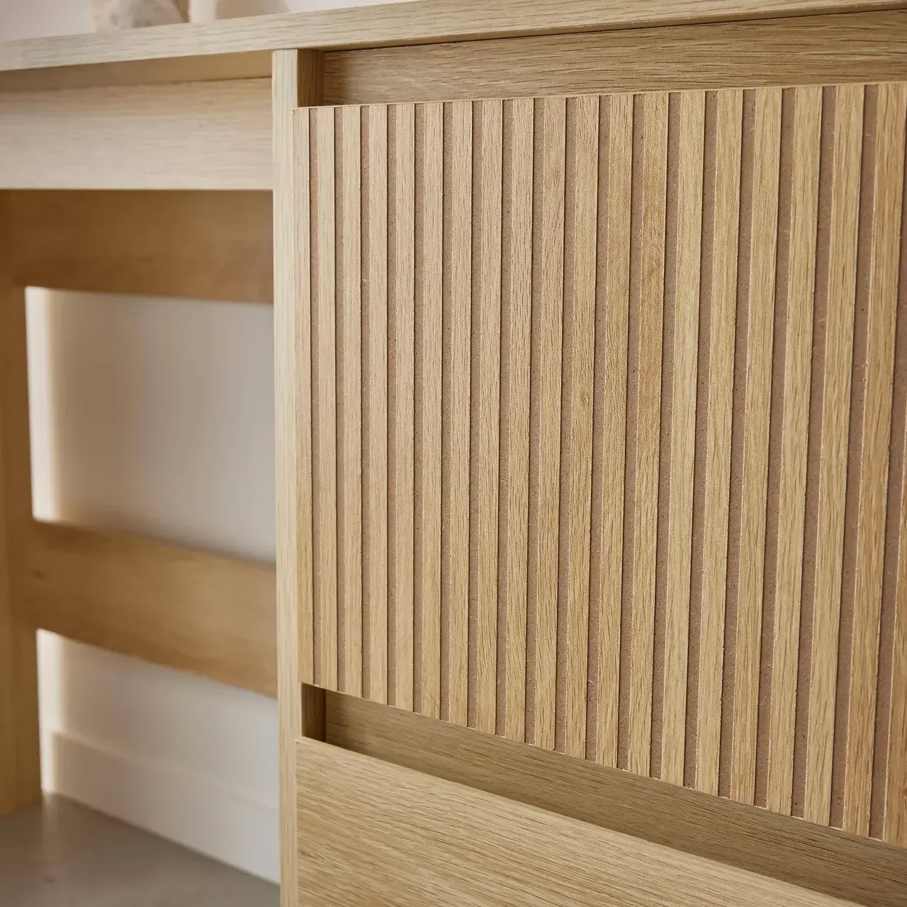 Scandinavian desk 2 drawers natural wood 120 cm - Clean Nordic style