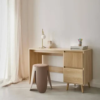 Scandinavian desk 2 drawers natural wood 120 cm - Clean Nordic style