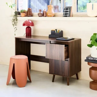 Scandinavian desk 2 drawers natural wood 120 cm - Clean Nordic style