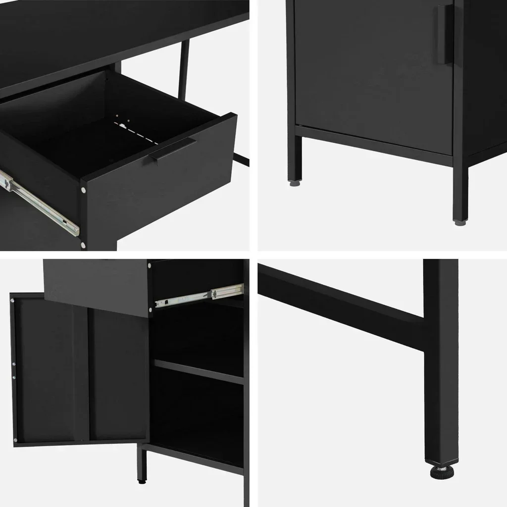 Bureau enfant métal 1 tiroir finition laminée avec rangement armoire
