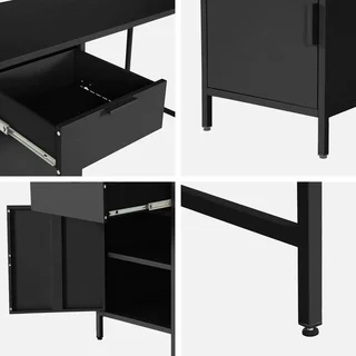 Bureau enfant métal 1 tiroir finition laminée avec rangement armoire