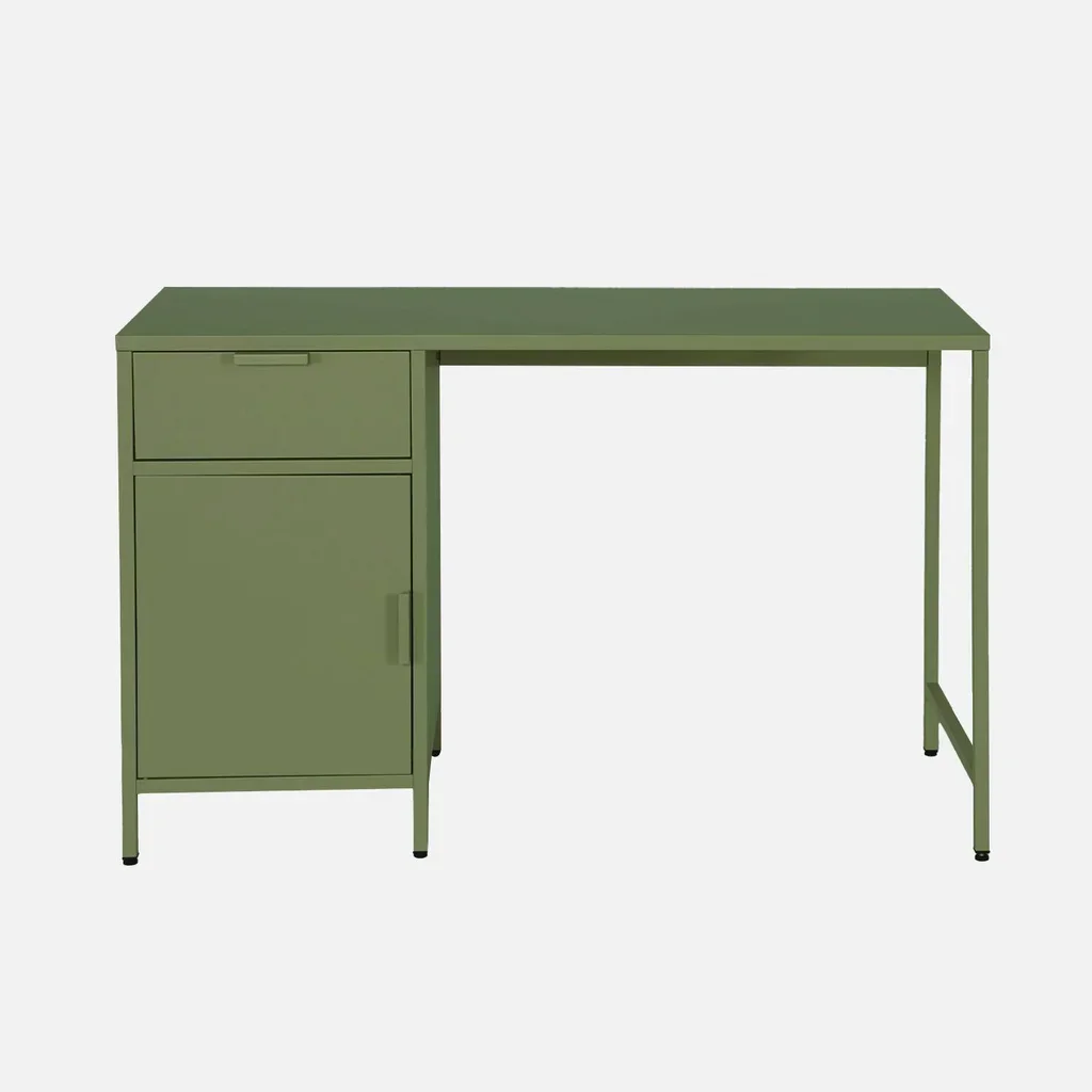 Bureau enfant métal 1 tiroir avec armoire rangement chambre