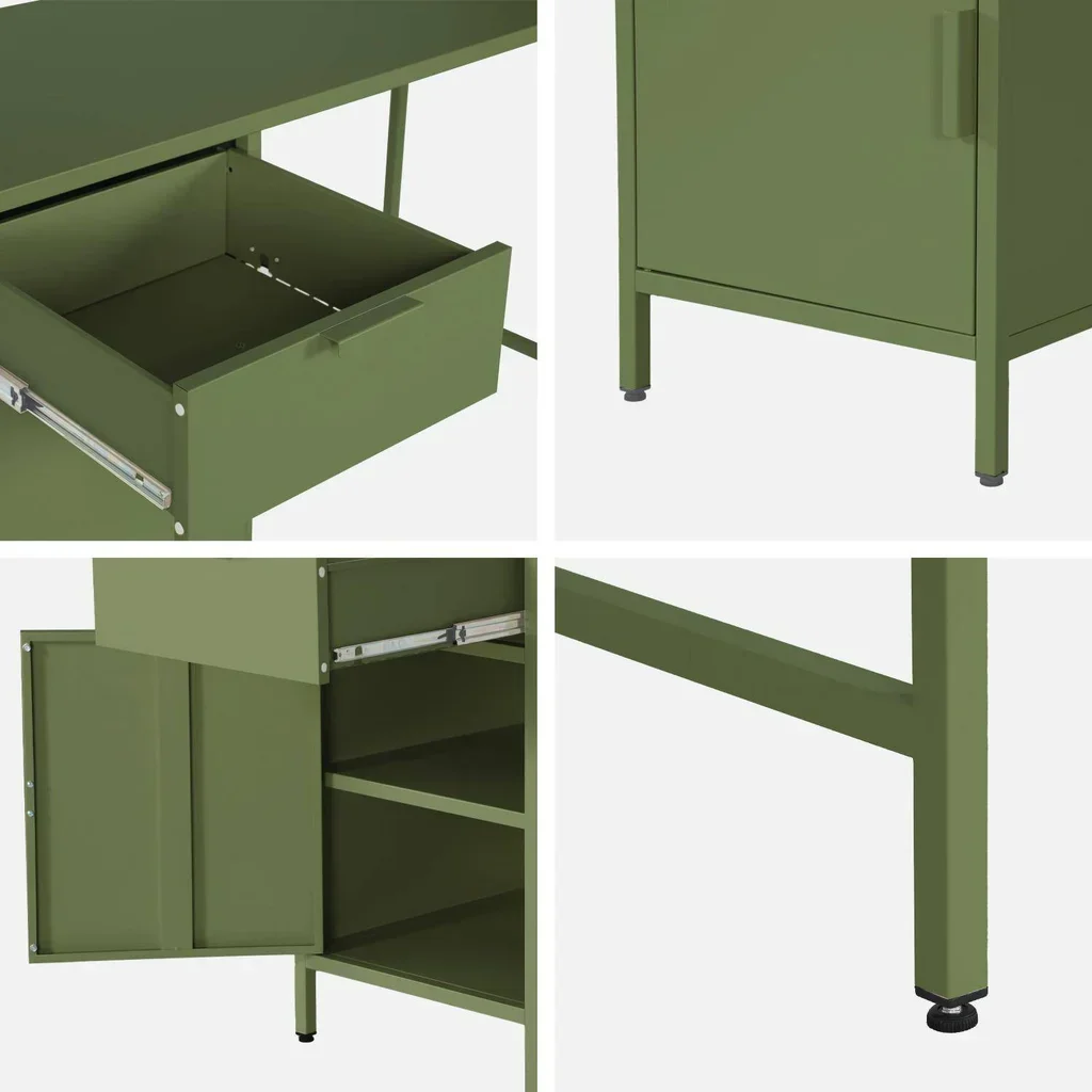 Bureau enfant métal 1 tiroir avec armoire rangement chambre