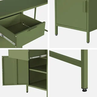 Bureau enfant métal 1 tiroir avec armoire rangement chambre