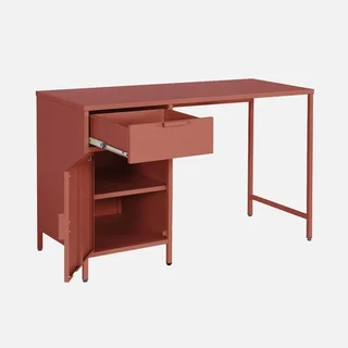 Bureau enfant métal 1 tiroir finition laminée avec rangement intégré