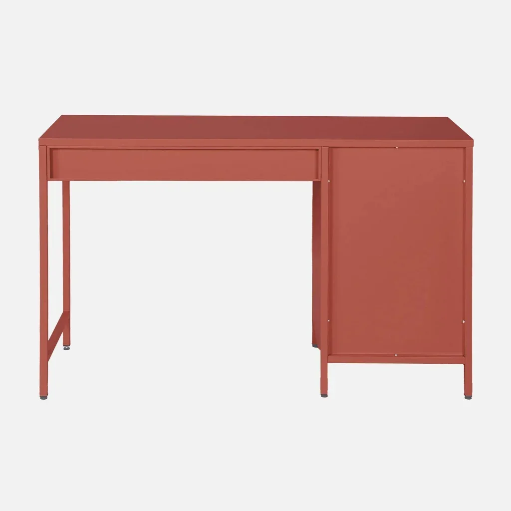 Bureau enfant métal 1 tiroir finition laminée avec rangement intégré