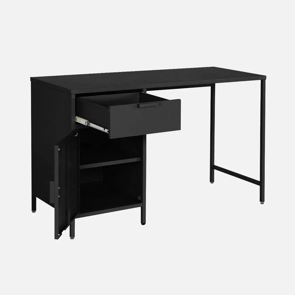 Bureau enfant métal 1 tiroir finition laminée avec rangement armoire
