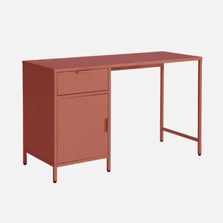 Bureau enfant métal 1 tiroir finition laminée avec rangement intégré