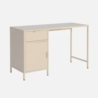 Bureau enfant métal 1 tiroir finition laminée gris avec rangement