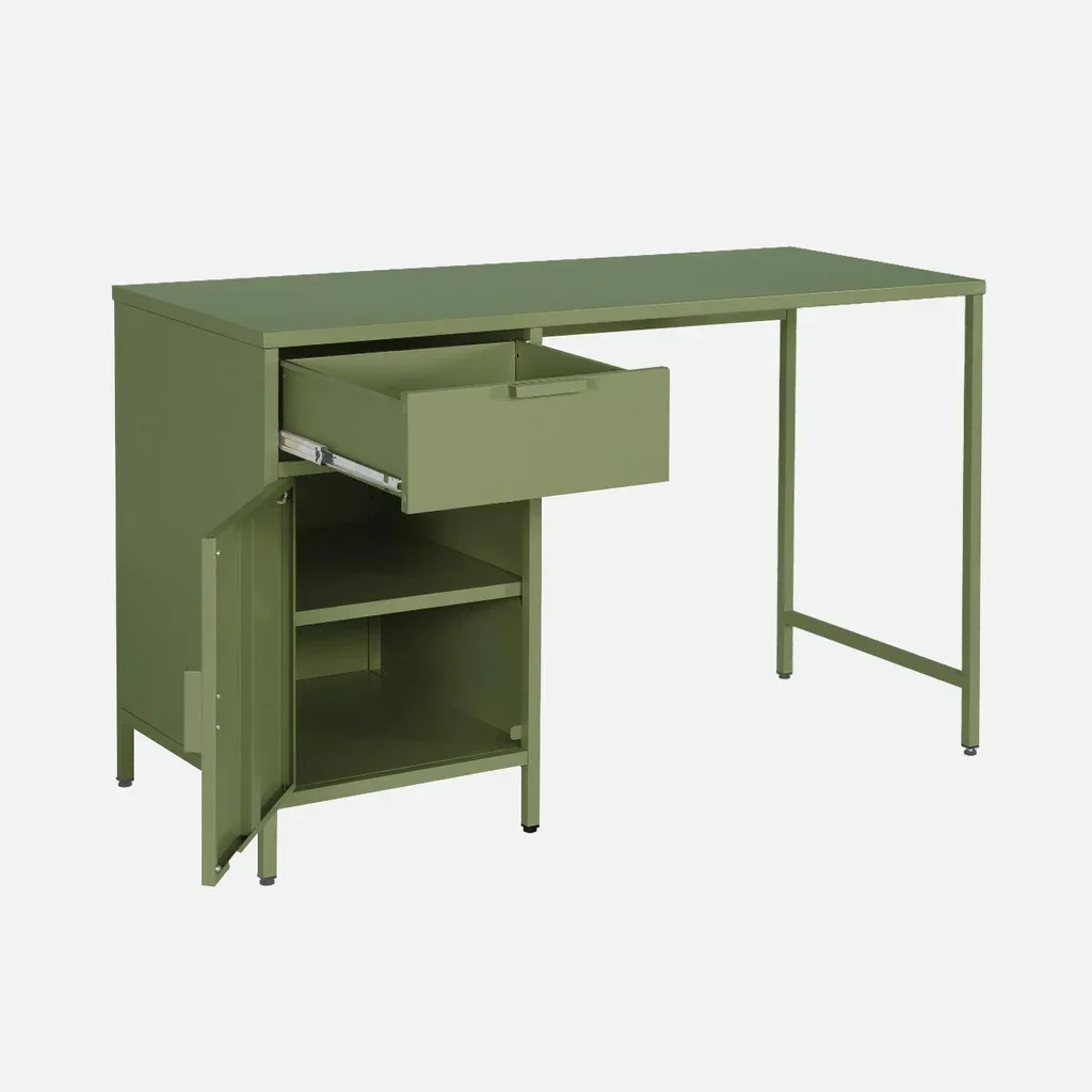Bureau enfant métal 1 tiroir avec armoire rangement chambre